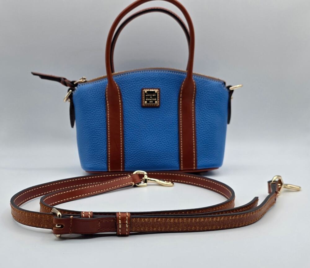 Dooney & Bourke Pebble Grain Small Satchel Blue Leather Crossbody Used Once